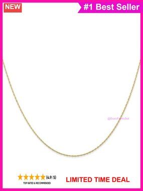 10k Yellow Gold Ultra Light Cable Rope Chain Necklace 0.4MM 14 Inches